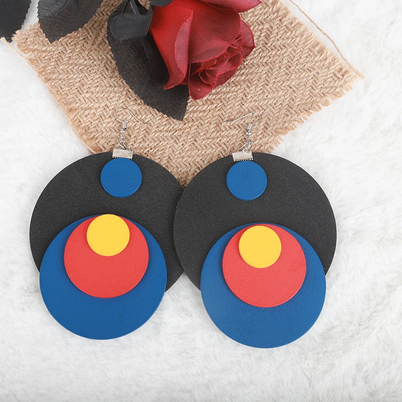 UKEBAY New Blue Large Earrings Personalized Pendant Earrings Handmade Luxury Rubber Jewelry Party Wear Matching Earrings