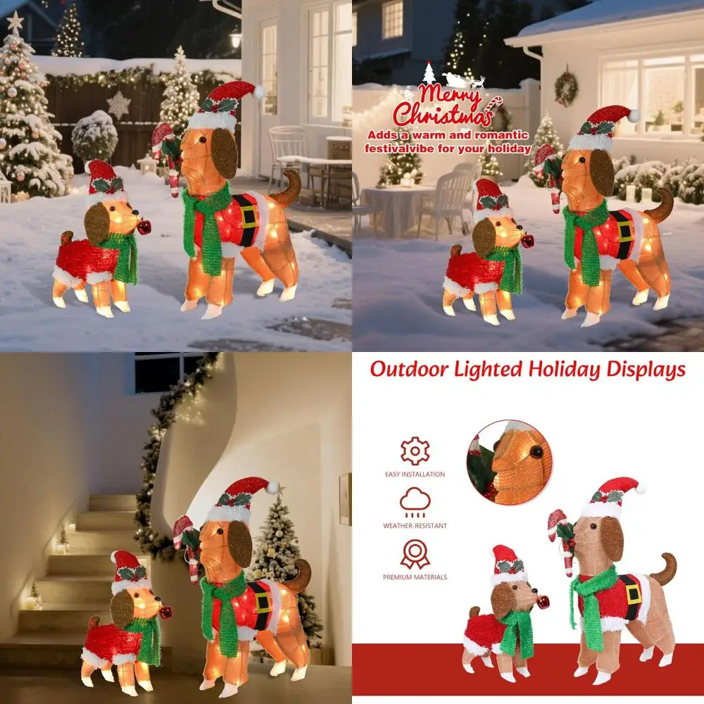 

Illuminated 2FT Beagle Christmas Ornament, Sparkling Dog Duo with LED Lights, Lawn & Garden Holiday Decor