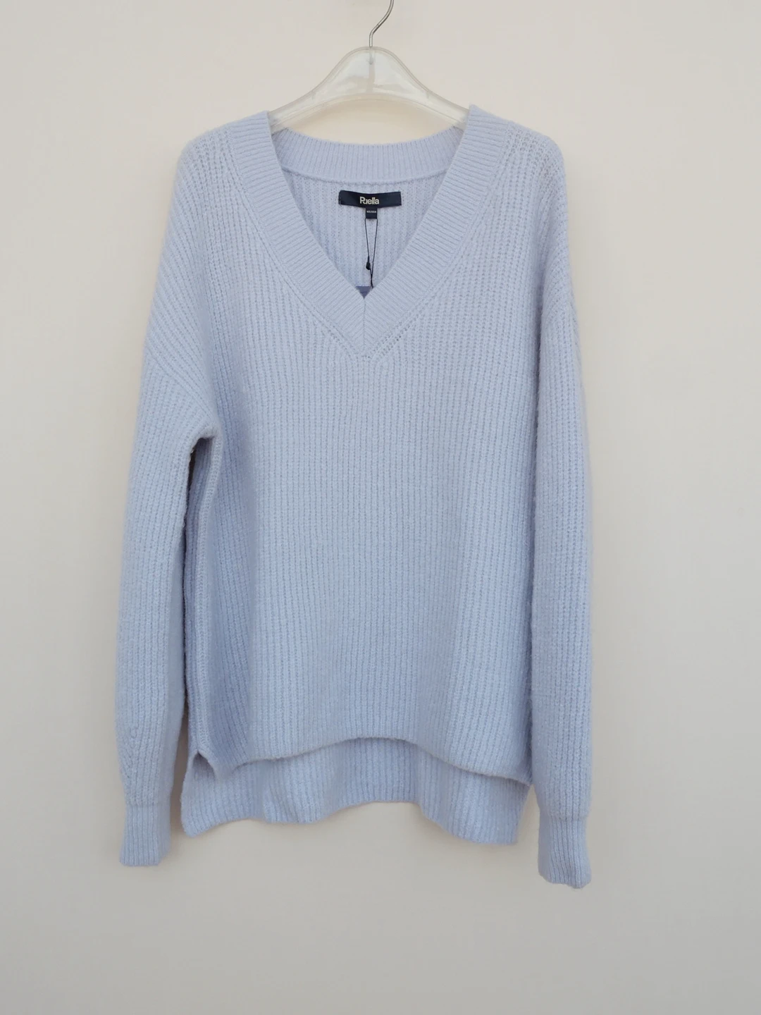 Thi – pull en v pour femme, doux, moelleux, chaud, ample, confortable, tissu mélangé, Long, longueur régulière, hiver