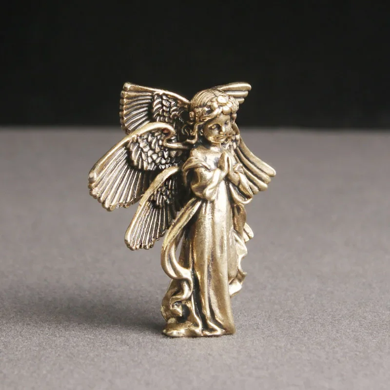 

Copper Six winged angel God Love Cupid Statue Small Ornaments Brass Angel Figurines Desktop Decorations Home Decor Accessories