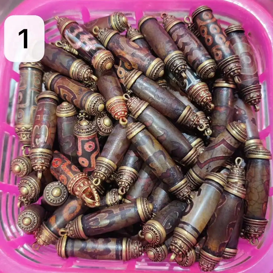 

10pcs/lot Pure brass inlaid dzi pendant ethnic style jewelry exquisite workmanship special ancient totem patterns wholesale diy