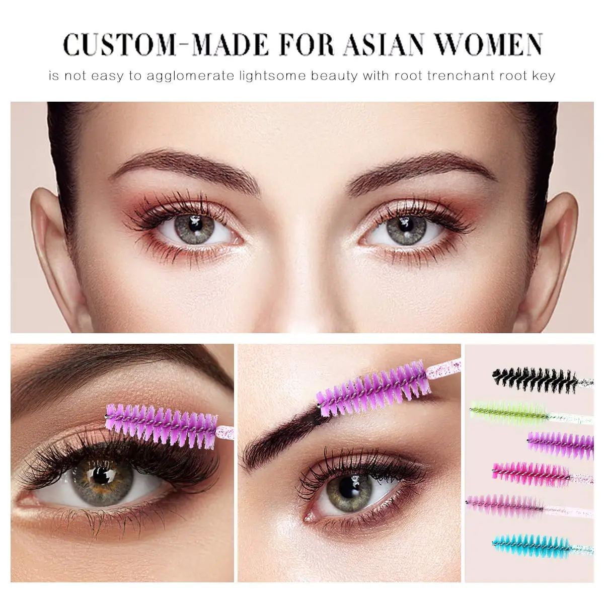 100Pcs แปรงขนตาคริสตัลเพชรแปรงปัดมาสคาร่า Applicator Spoolers Kuas Rias ตัวต่อขนตาอุปกรณ์ Lash อุปกรณ์เสริม