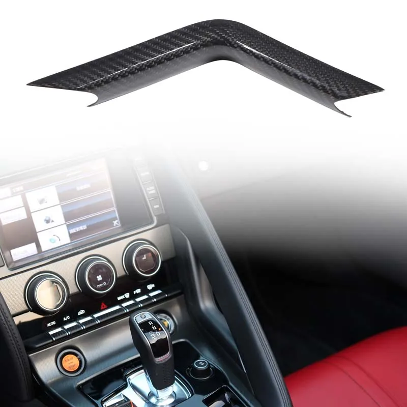

1Pcs Real carbon fiber For Jaguar F-TYPE 2013+ car gear side L-shaped decorative strip sticker interior protection accessories