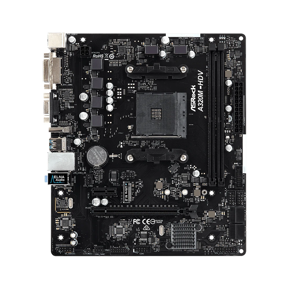 Imagem -04 - Placa-mãe Asrock A320m-hdv R3.0 Amd A320 Chipconjunto Amd Am4 Socket Cpu Suporte a8 9600 A10 9700 Memória Ddr4 32 gb Micro Atx.