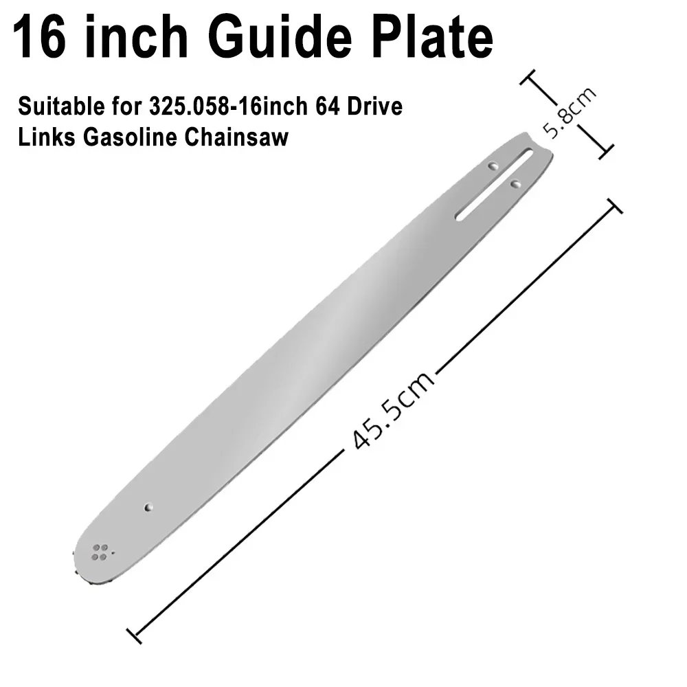 منشار دائري قوي الرأس ، قضيب توجيه وسلسلة منشار ، سبيكة أخدود ، 16 "، 64 وصلة ،" سلسلة بنزين ، الملعب"