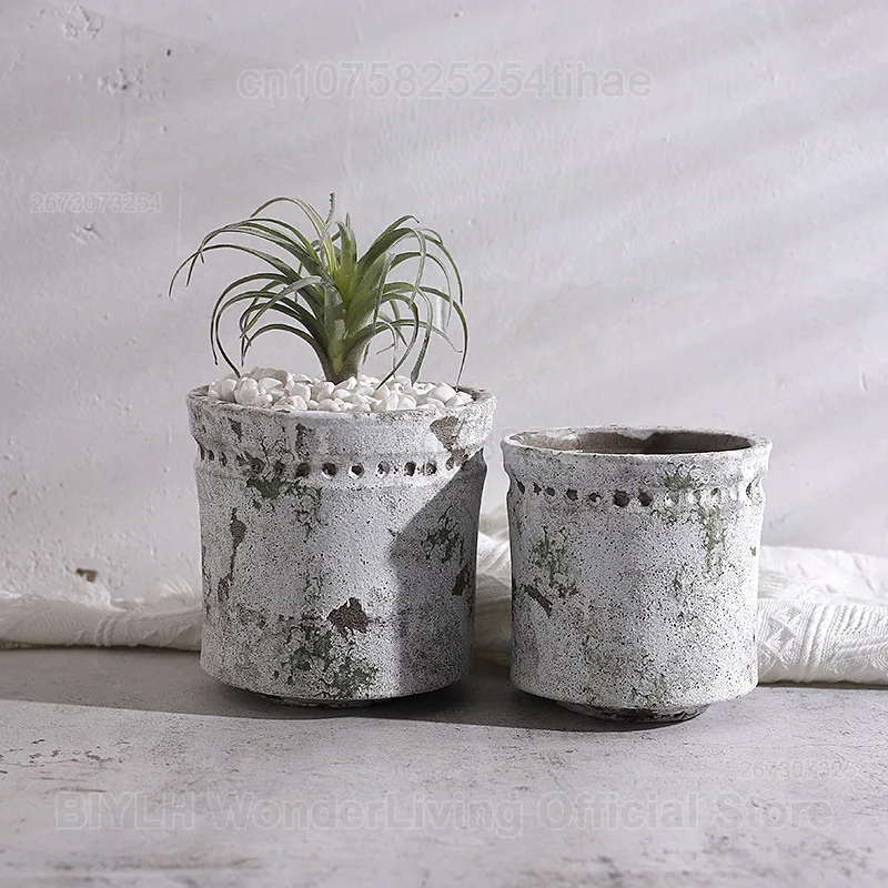 Retro Cement Flower Pot Mini Home Decoration Succulents Potted Home Desktop Decoration Garden Green Plant Planting Accessories
