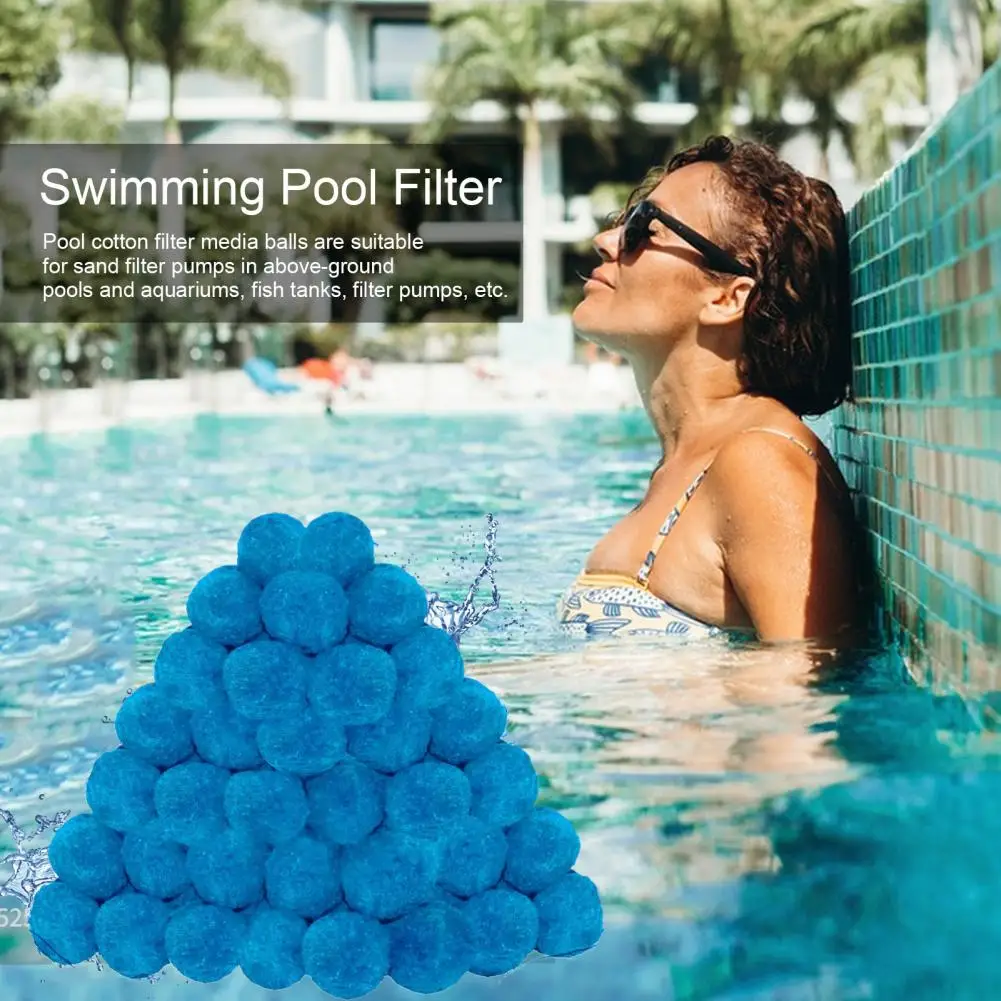 Filter Balls Set Reusable Swimming Pool Filter Balls Kit for Pool Filter System 2pcs 200/500/700g Blue Fiber Media Balls