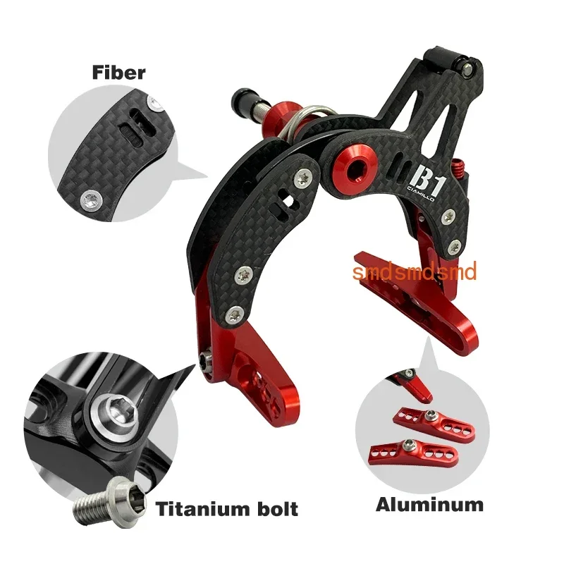 B1 Ultra Folding Bicycle Brake C-clip Ultra Light Carbon Fiber Arm Titanium Alloy Bolt, Suitable for Brampton Brake