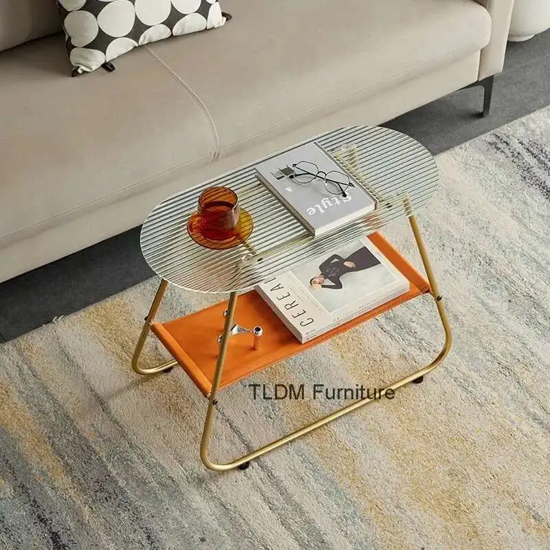 

Aurora Slim Side Table | Modern Glass End Table with Gold Frame, Multi-Functional for Sofa/Airbnb/Small Spaces