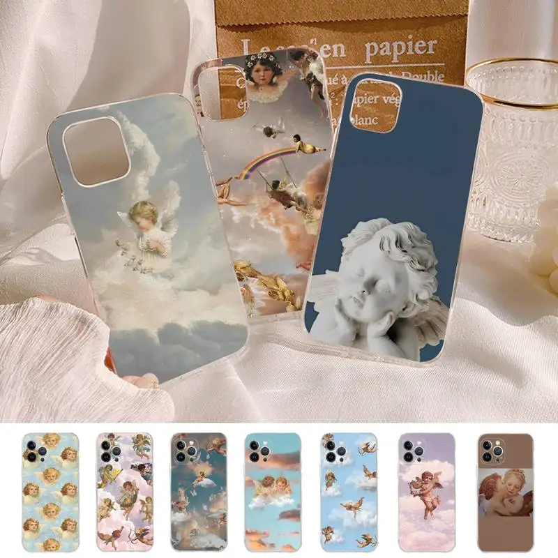 MaiYaCa Vintage Painting Paradise Angel Phone Case For iPhone 11 12 13 14 Mini Pro Max X XS TPU Clear Case For 8 7 Plus SE 2020