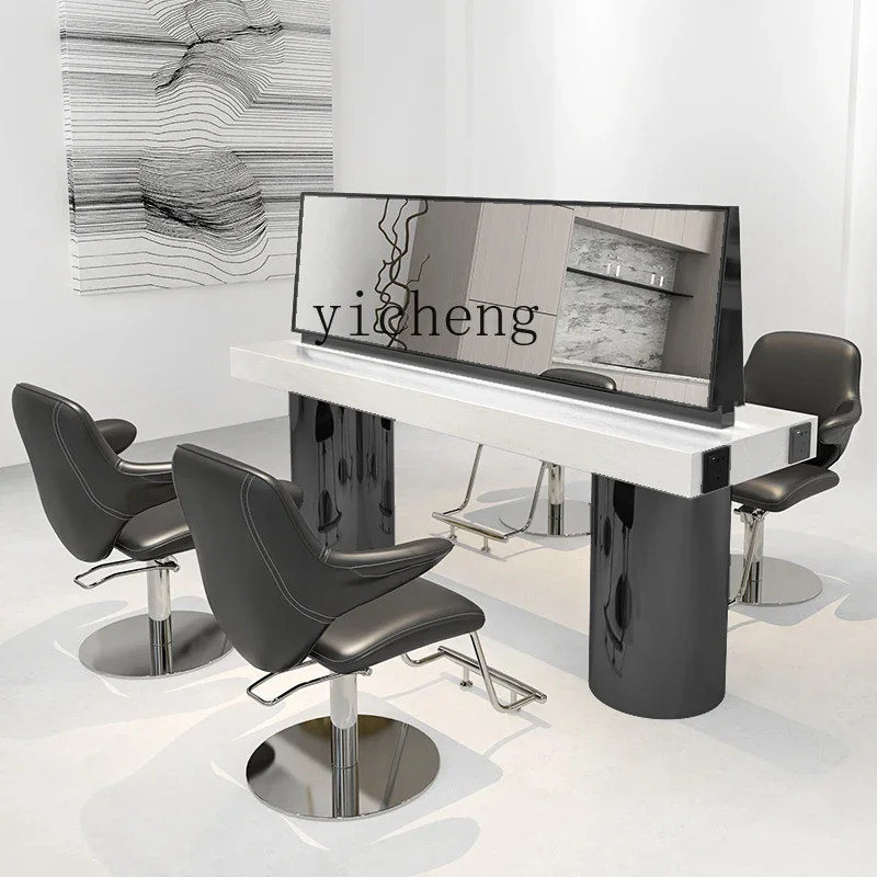 JZ-17   New Barber Shop Mirror Table Hair Cutting Mirror Dyeing and Ironing Area Perm Dyeing Table Mirror Cabinet