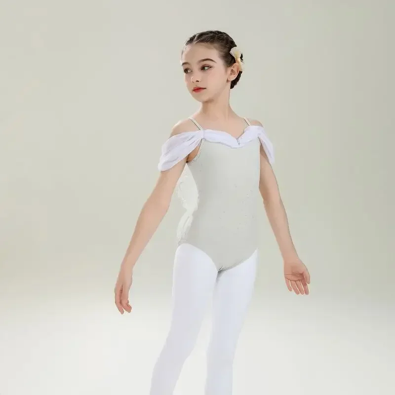 Leotardos elegantes de Ballet y gimnasia para niños, decoración de mariposas, Ropa de baile cómoda y transpirable, vestido de práctica, disfraz de actuación en escenario