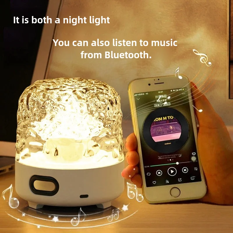 

Ins Bedroom Bluetooth Speaker Water Pattern Light Room Atmosphere Light Romantic Speaker Bedside Night Light Valentine'S Day