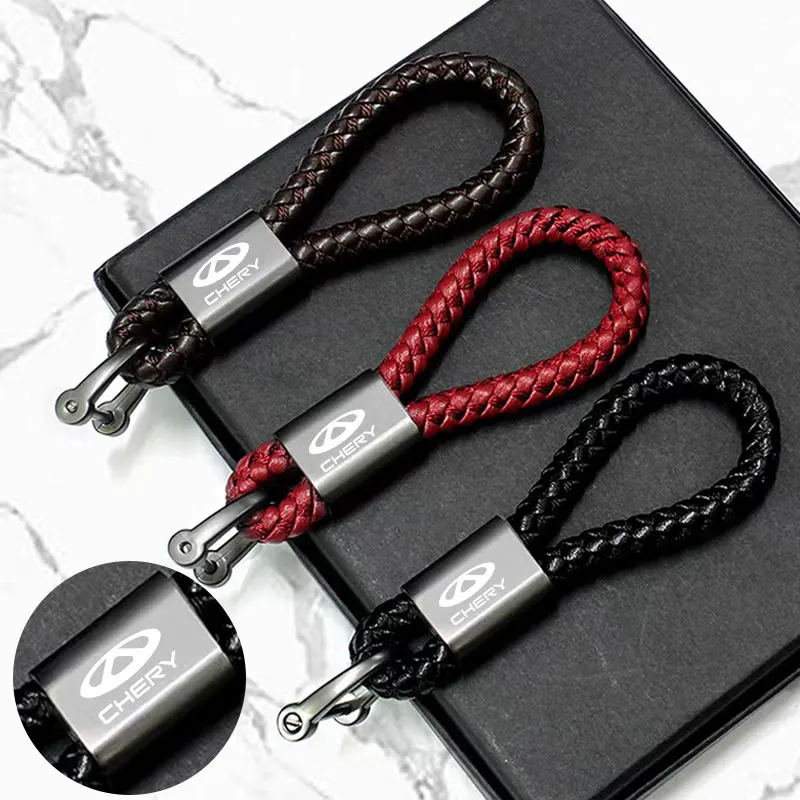 

For Geely Changan Audi BMW Chery High Quality Car Accessories Custom LOGO Braided Rope Keyring Metal Keychain