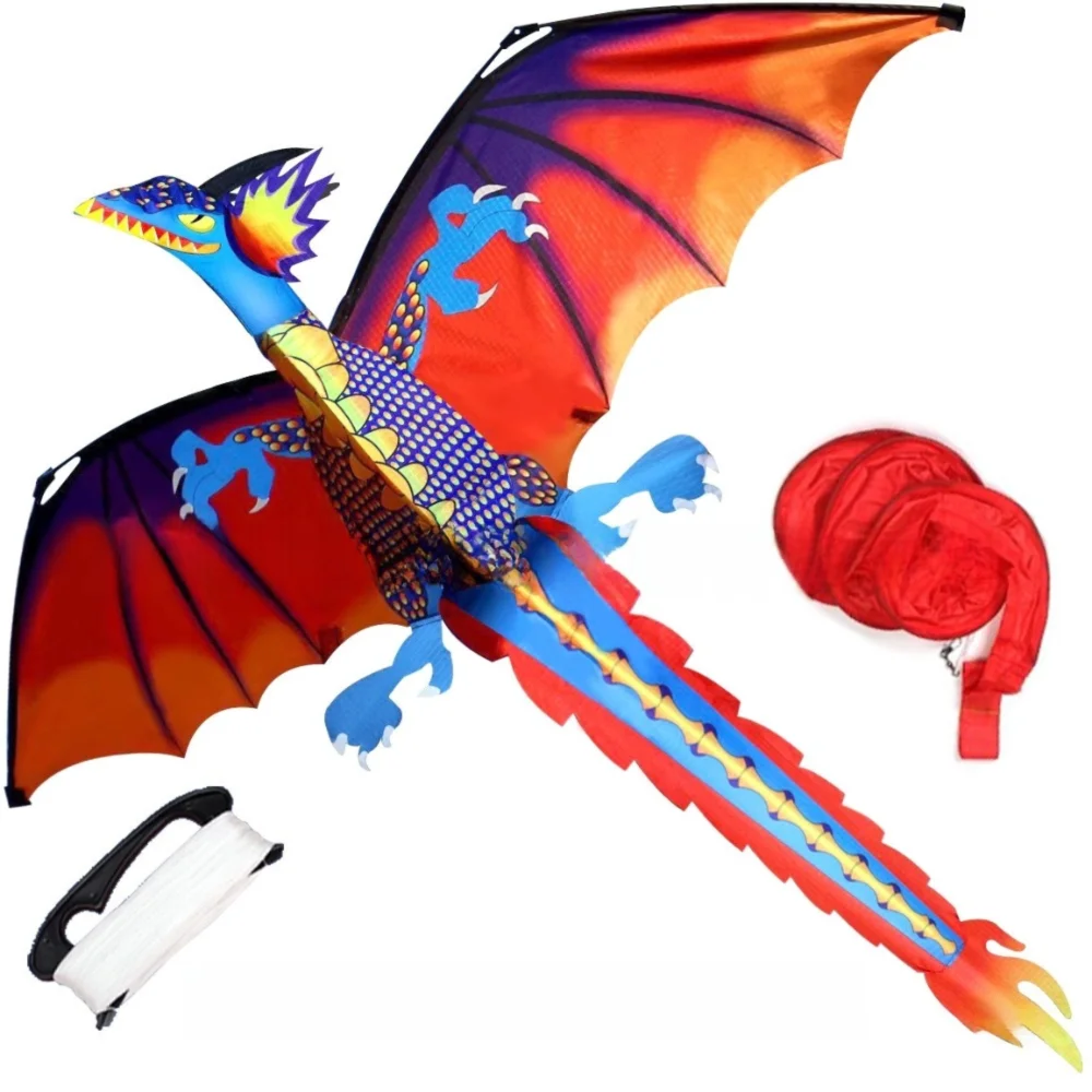 Leicht zu fliegender 3D-Drachendrachen, gut fliegender Flugsaurier, lebensechter 3D-Drache, 100 Meter Drachenlinie, Kinderspielzeug, fliegender Drachen im Freien, Spaß, Sport