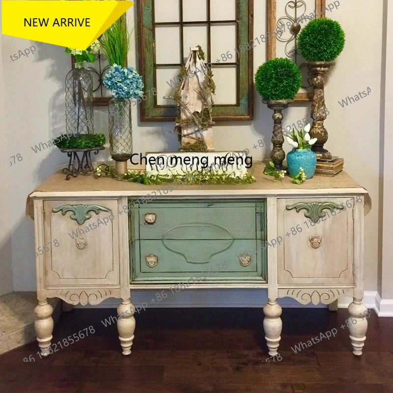 

Q178 Французский винтажный шкаф для телевизора из цельного дерева, шкаф для хранения в гостиной, резной сервант в стиле кантри