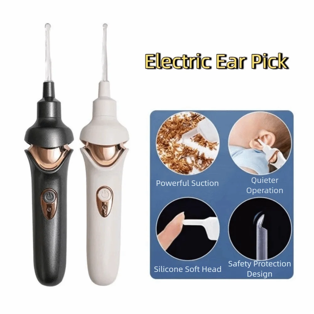 

USB перезаряжаемая электрическая насадка для удаления ушной серы, мягкая насадка для ушей, безболезненная электрическая насадка для ушей со светодиодной подсветкой, визуальный