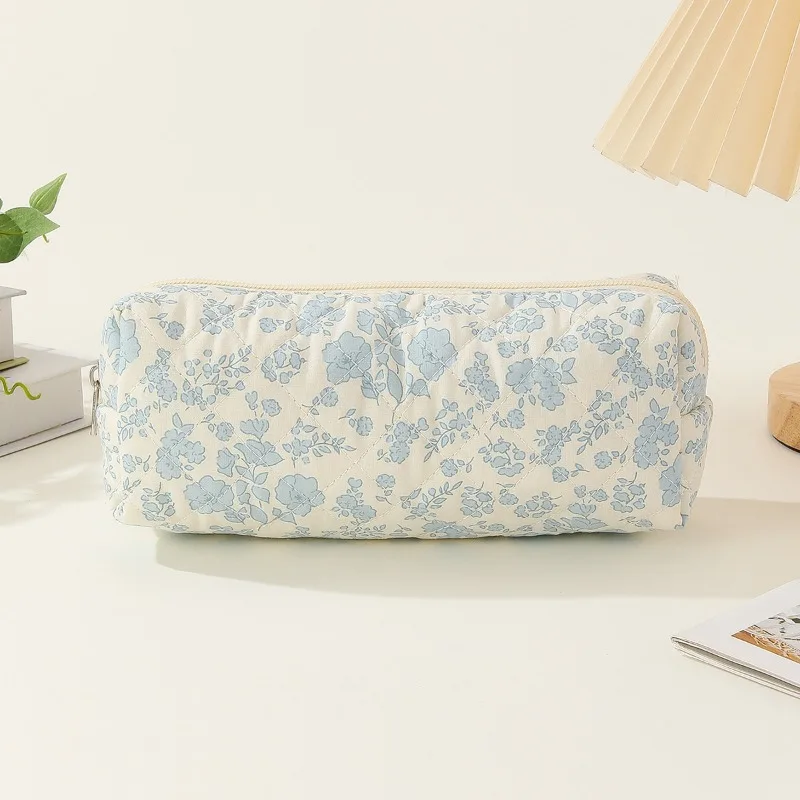 Floral Pencil Bag Printed Students Stationery Pencil Pouch Large Capacity Zipper Cotton Pen Bag Back To School