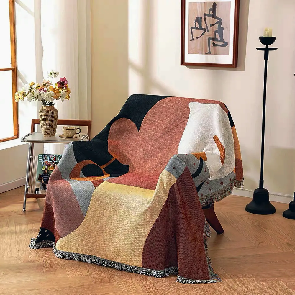 Retro European Style Canvas Tapestry Wall Background Decor Camping Atmosphere Cushion Cotton Linen Oil Painting Blanket Sofa ...
