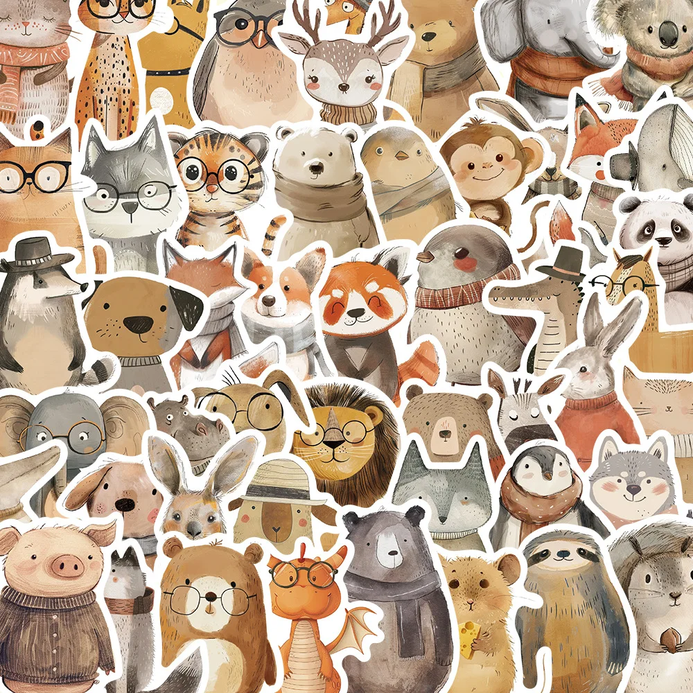 10/30/50Pcs Cartoon animals cute hand drawn Stickers For Suitcase Skateboard Laptop Luggage Phone Car Styling DIY Decal Pegatina