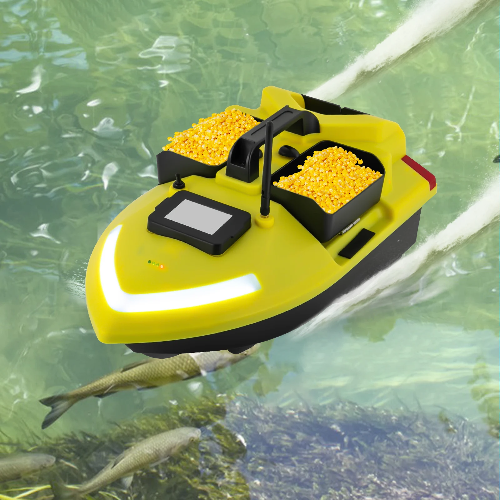 

GPS Fishing Bait Boat Remote Control Fish Bait Boat with Charger & Carrying Bag 2kg/4.41lbs Tank Capacity