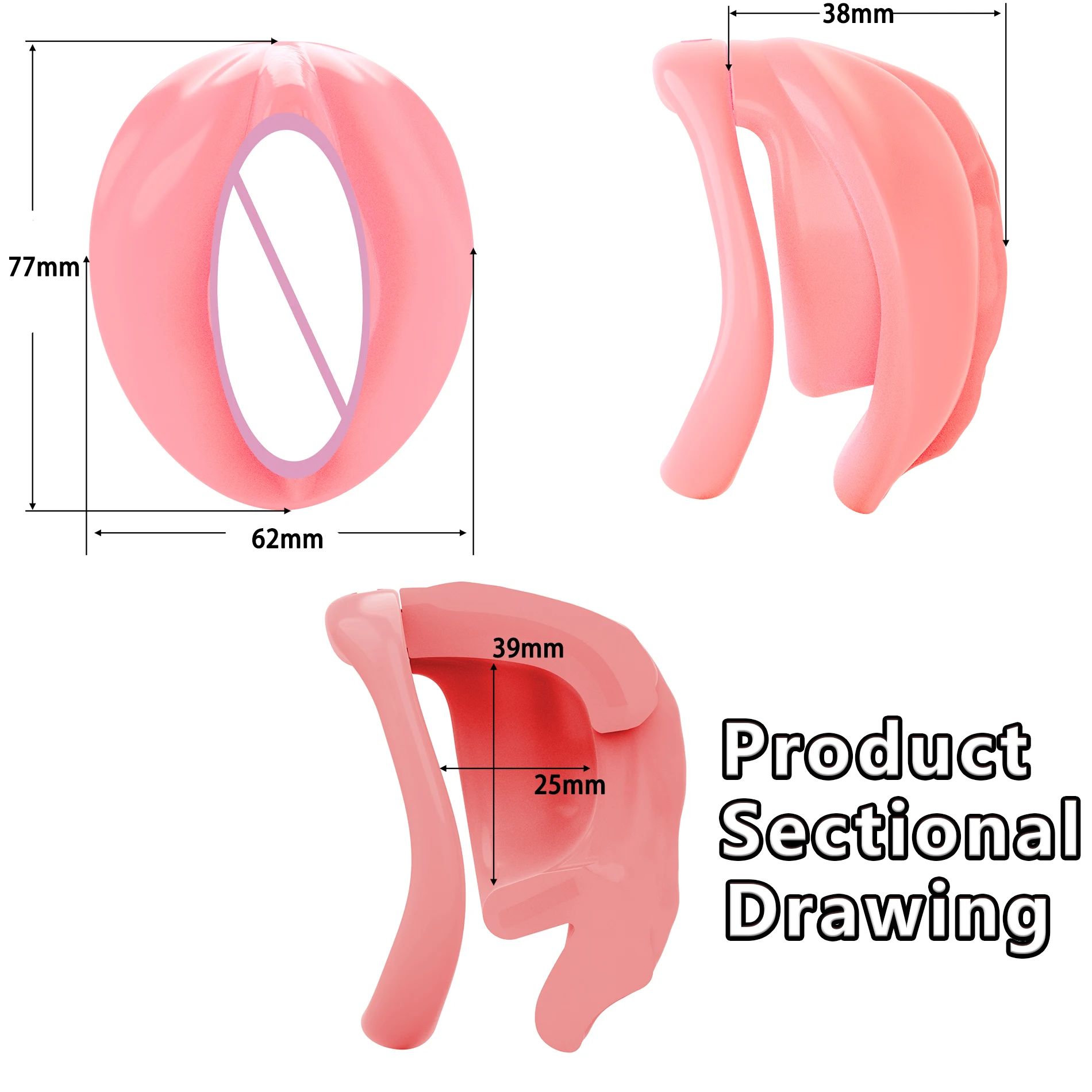 New Soft Pussy Hole Sissy Chastity Cage with 4 Size Penis Rings, Cock Cage,Chastity Lock Bondage BDSM Sex Toys for Man Gay 18+ view 4