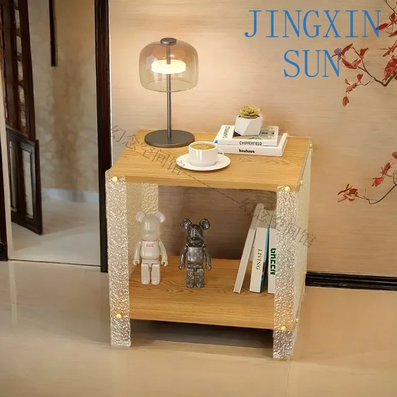 Nordic acrylic parallel side table modern simple living room square edge several household practical storage racks coffee table