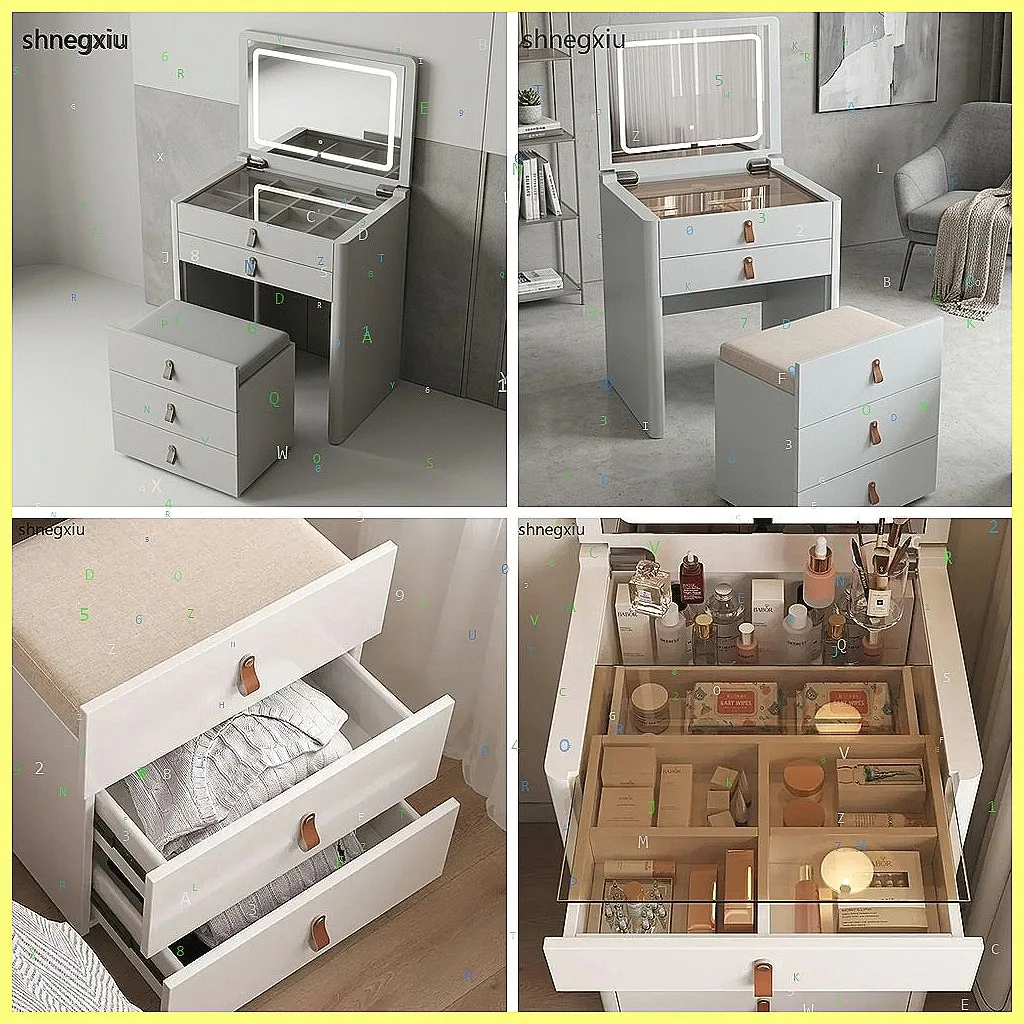 Modern Makeup Vanity Table with Drawers, Luxury Dressing Storage Organizer for Bedroom, Nordic Style(74 characters)
