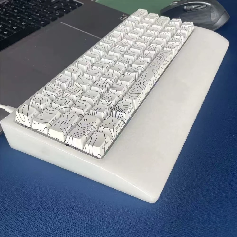 Jade Stone GH60 Keyboard Case 2-in-1 Palm Pad Version Natural Marble Material Glazing Process 60%Layout Mechanical Keyboard Base