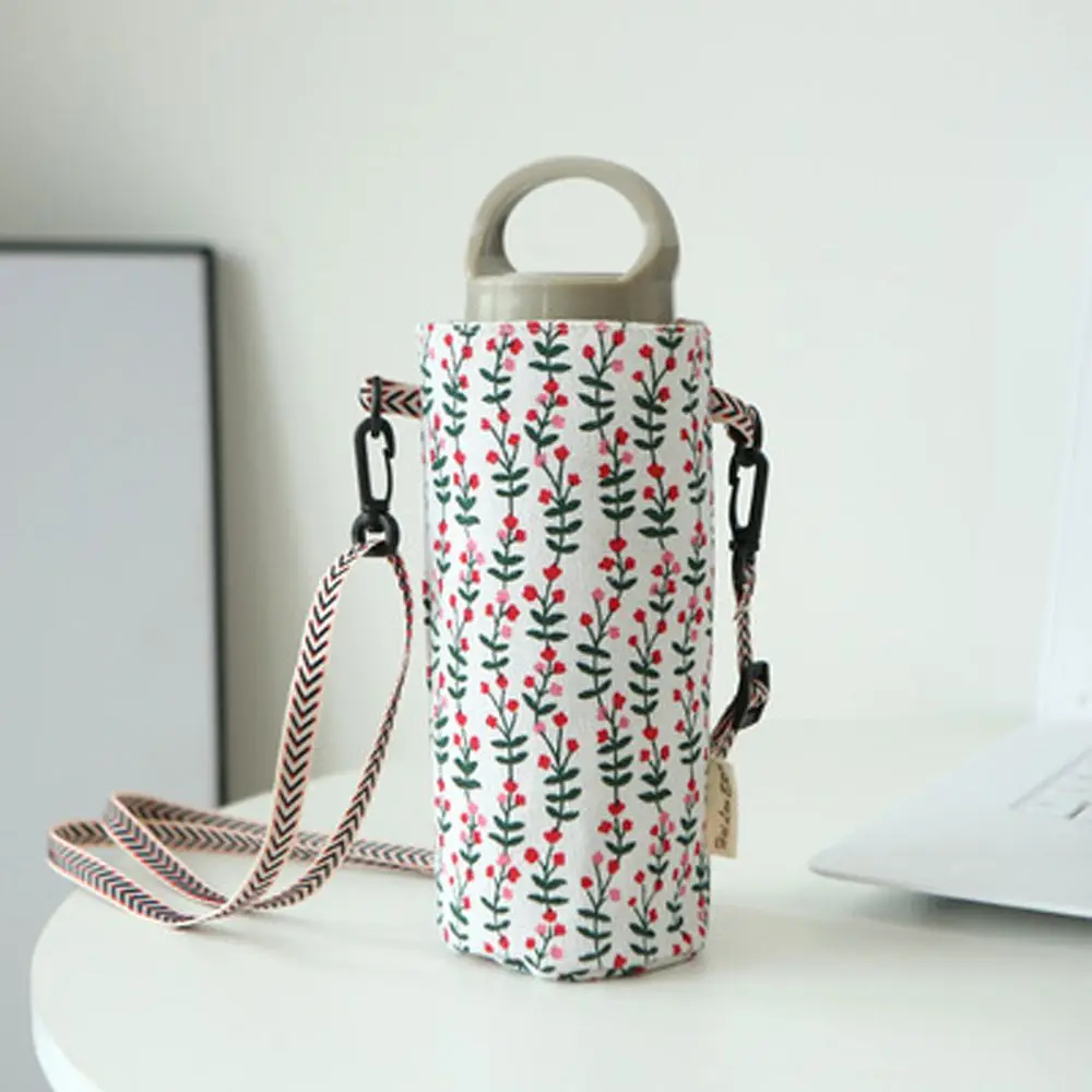 Fashionable Adjustable Outdoor Portable Cotton and Linen Mug Holder Bag Handbag Shoulder Bag Bottle Crossbody