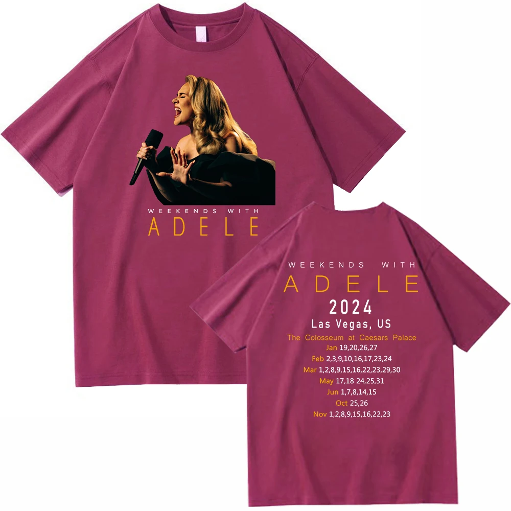 Adele Tour 2024 Weekends With Adele T-shirt O-Neck Short Sleeve Shirts Fans Gift