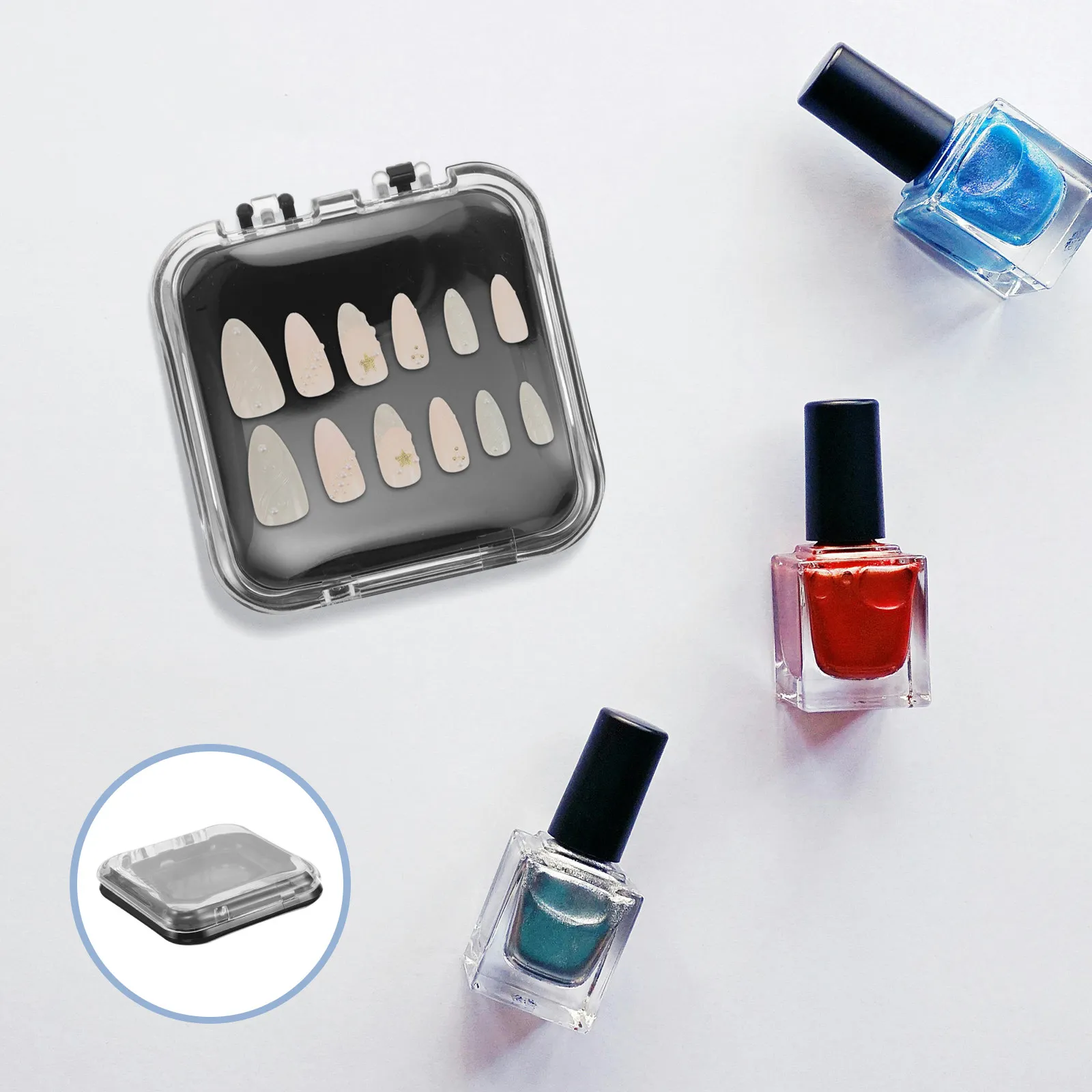 30Pcs Clear Press on Nail Organizer Box Acrylic Artificial Nail Storage Case Compact Transparent Display Container for Manicure