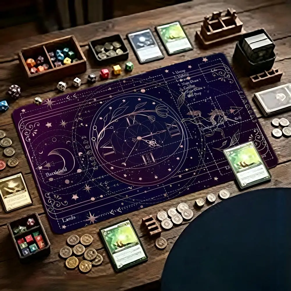 Constellation Moon Star Astrology Mystic Tarot Playmat Magic Card Battle Mat MTG Playmat Anti-Slip Base Gathering Gaming Mat TCG