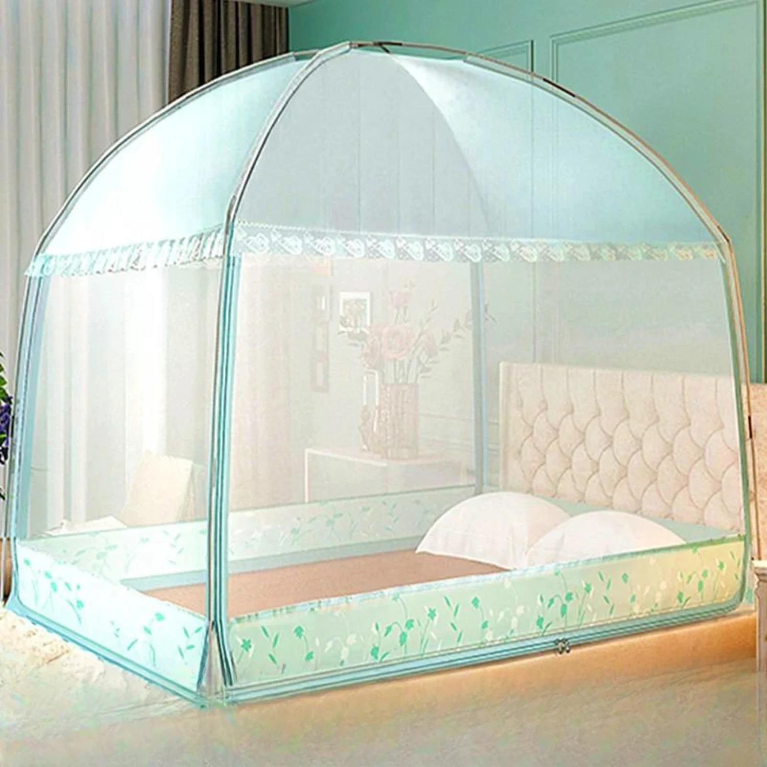 

High-Quality Mosquito Net Dome for Baby and Children - Heightened Anti-fall Net Yurt Style with Zipper - Summer Must-Have for Si