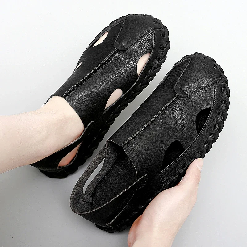 

Men's Summer New Sandals Anti-slip Wearable Leather Sandals Adult Flats Driving Shoes Walk Daily Commute Fashion Trends Sandals