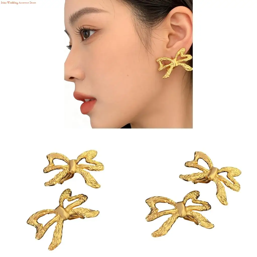G92D Beautiful Vintage Inspired Bowknot Ear Clip Gold Finish Copper