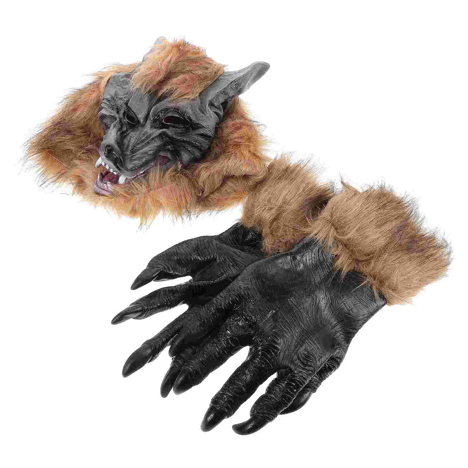 Wolf Mask Prank Prop Scary for Halloween Hand Puppet Costume Ideas Head Cosplay Props Vinyl Adult