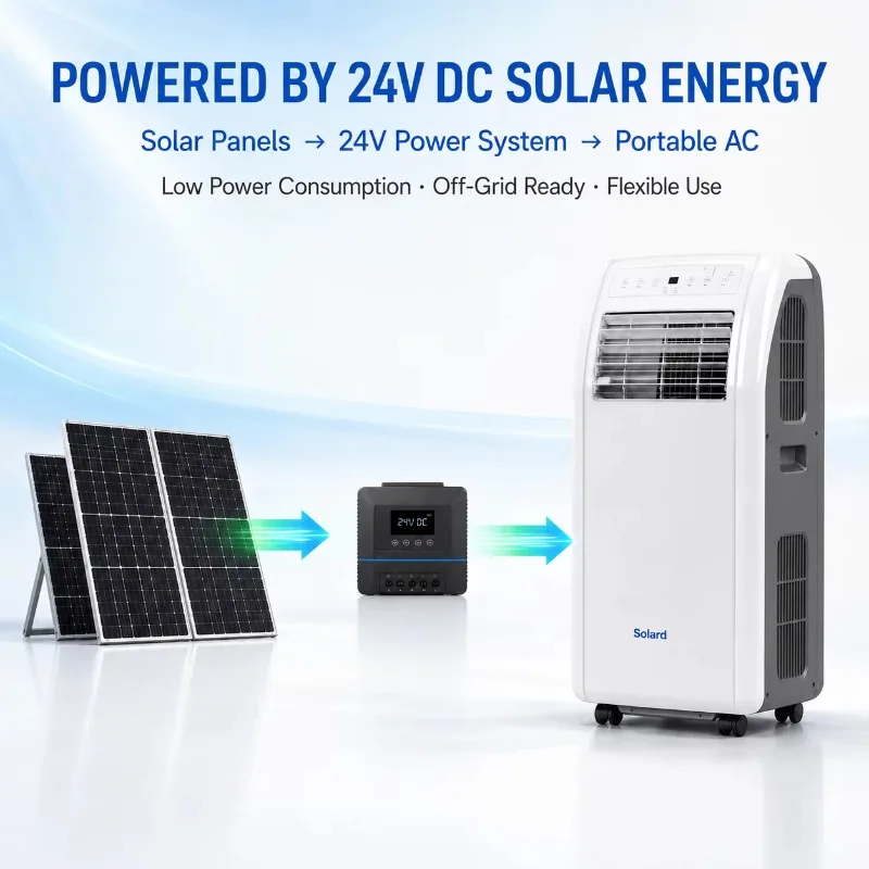 Airo Solard 24V DC Portable Only Air Conditioner Pure DC Powered Mobile AC for Household RV Caravan Cabin Tent Outdoor Camping