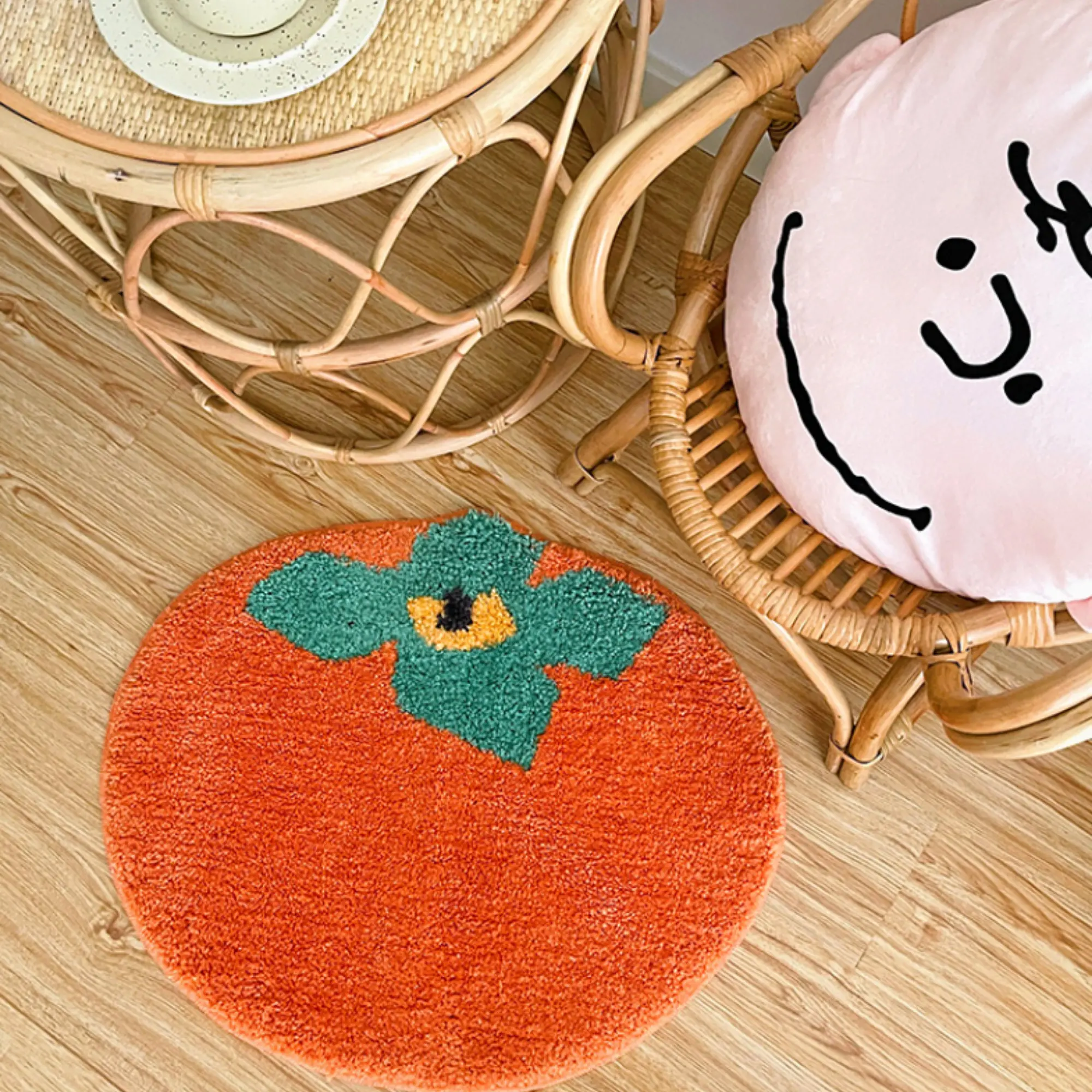 Cute Cherry Tomato Persimmon Doormat Area Rugs kids Bedroom Living Room Floor Mat Non-slip Soft flannel Bedside Carpet