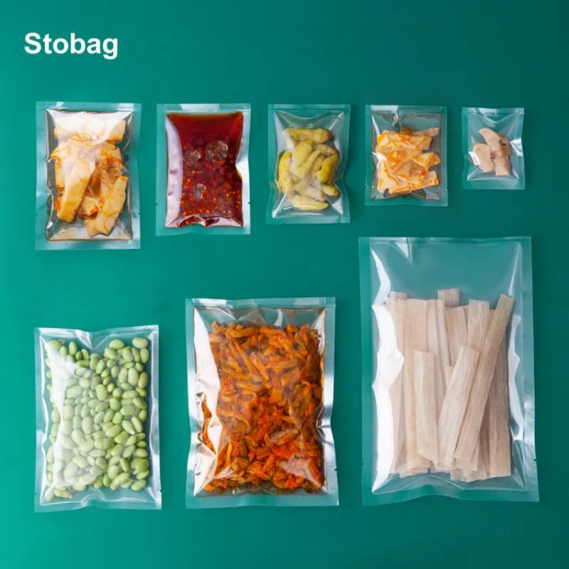 StoBag 100 قطعة شفاف التوابل مختومة أكياس التعبئة والتغليف الصغيرة الحساء السائل البلاستيك تخزين واضح النايلون الغذاء فراغ الحقائب