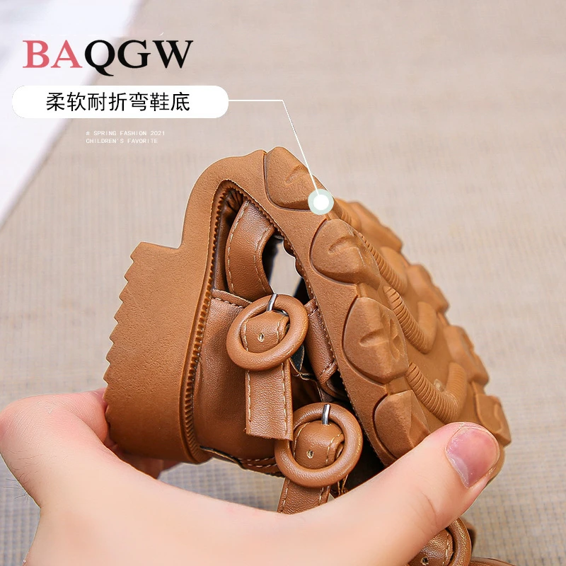 Girls\' Shoes Children High-top Roman Sandals Summer New Soft Sole Cut-Outs Princess Shoes Fashion Buckle Zipper Beach Sandals