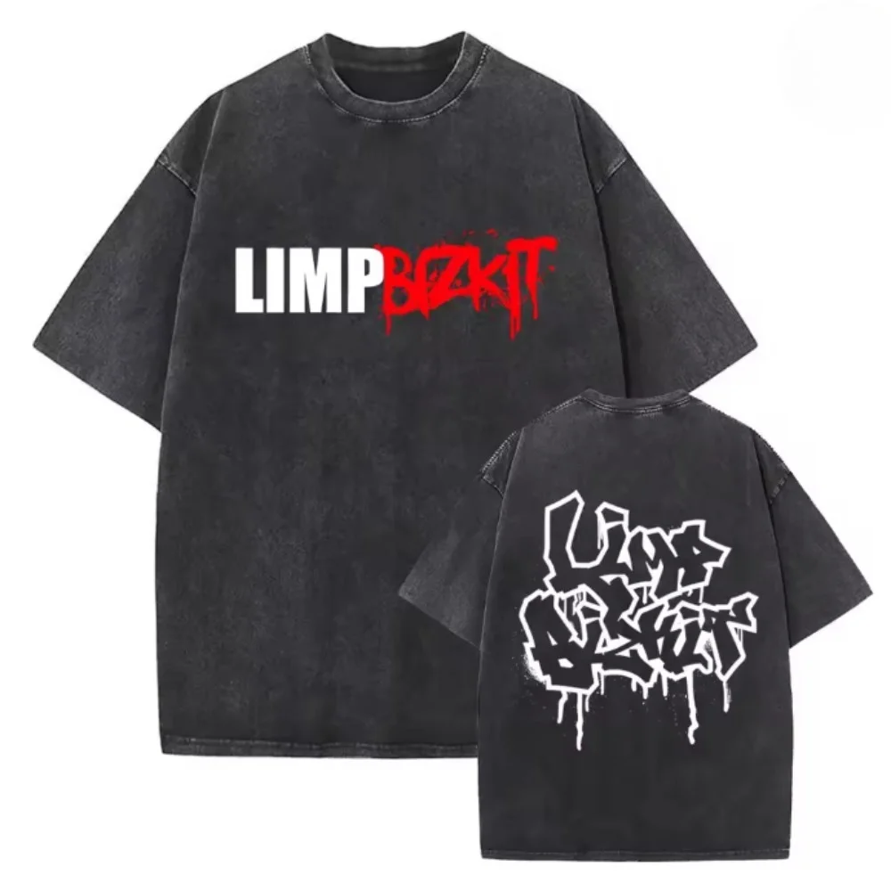 T-shirts unisexes vintage délavés à manches courtes, style hip-hop rétro oversize, avec imprimé Limp Bizkit Significant 2026