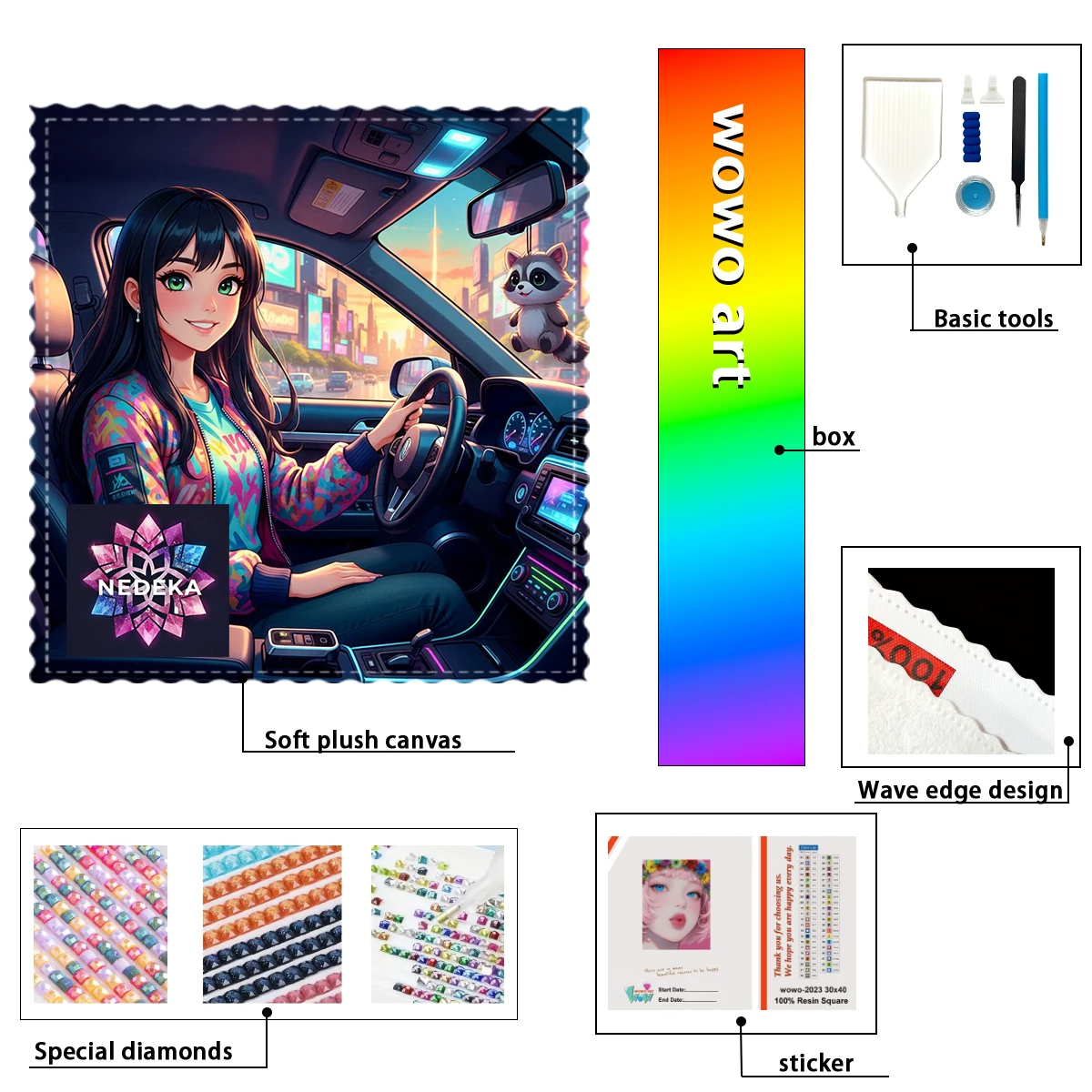 

【NEDEKA_ Diamond Art】The girl driving the cars AB Rhinestone FD Rhinestone Perfect Resin Diamond