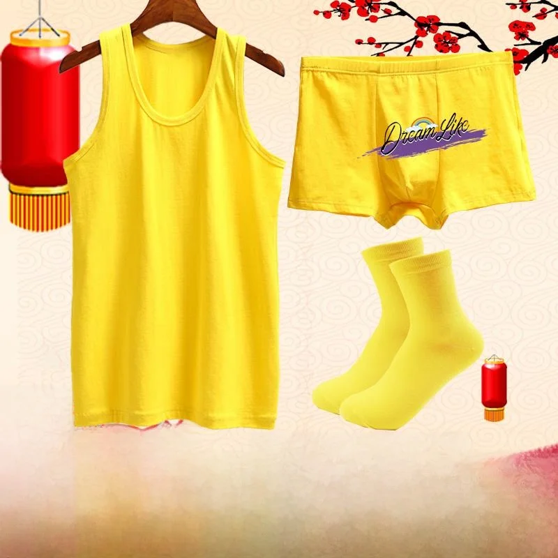 Chaleco de algodón Levis amarillo, conjunto de calcetines y ropa interior de talla grande para hombre, ropa interior cómoda u...