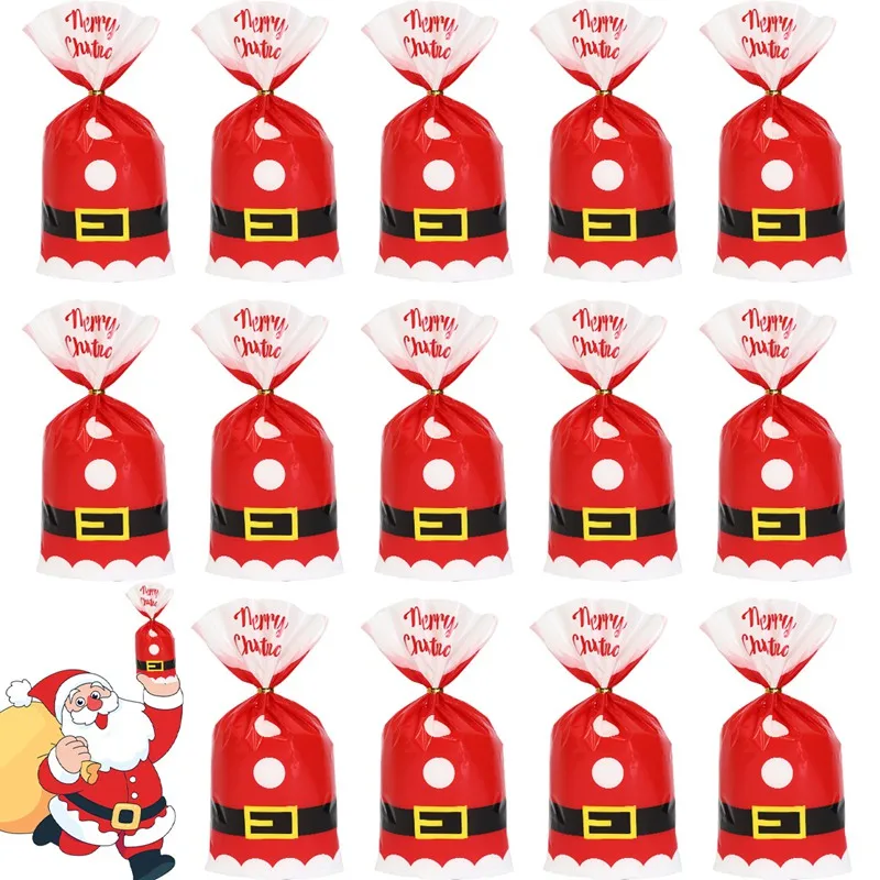 Christmas Red Santa Candy Bag Treat Bag Funny Christmas Decorations for Home 2024 Xmas Natal Navidad Gifts New Year Packing Bag