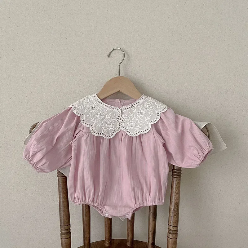 

Autumn Ins Style Baby Girls Clothes Lace Collar Bodysuit Long Sleeve Loose Style One Piece