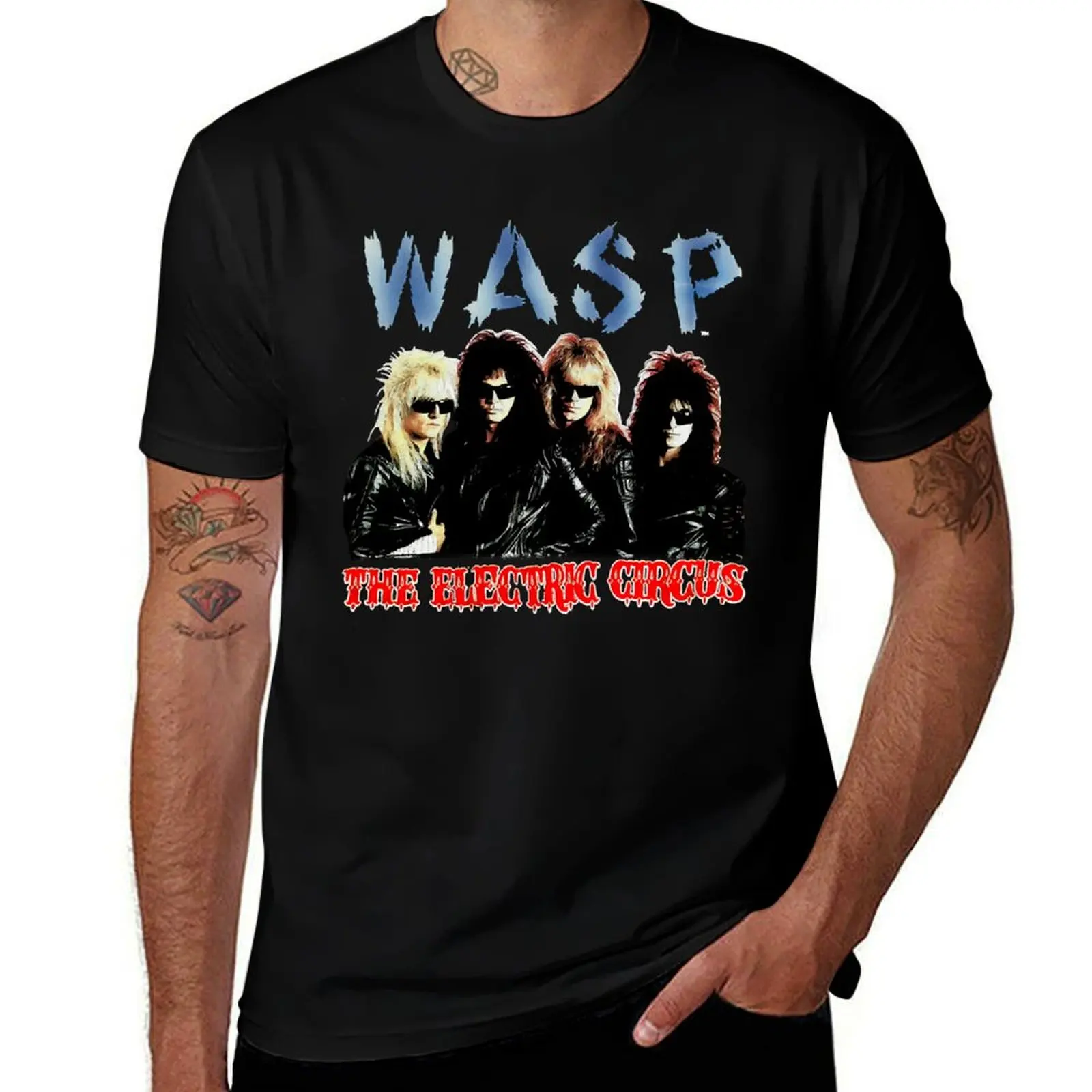

Wasp 1987 the Electric Circus Tour Concert T-Shirt cute tops anime clothes blue archive designer t shirt men