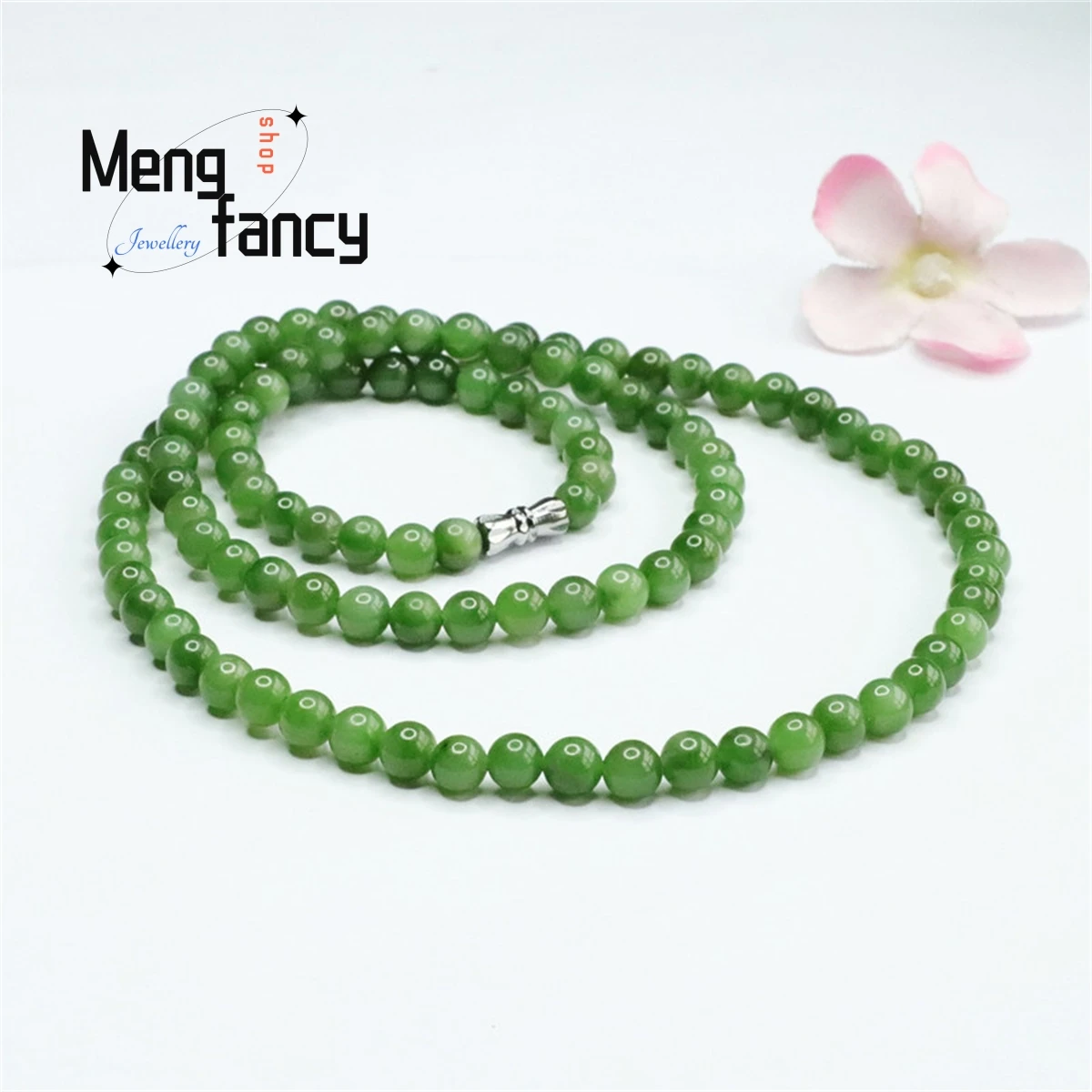 Natural Hotan Jade Spinach Green Buddha Beads 108 Necklaces Simple Generous Personality Men Women Couple Charm Fashion Jewelry