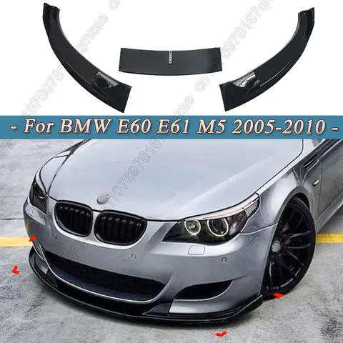 BMW 5 시리즈 E60 E61 M5 2005-2010 블랙 카 앞 범퍼 스플리터 립 디퓨저 스포일러 가드 커버 바디 키트 튜닝 트림