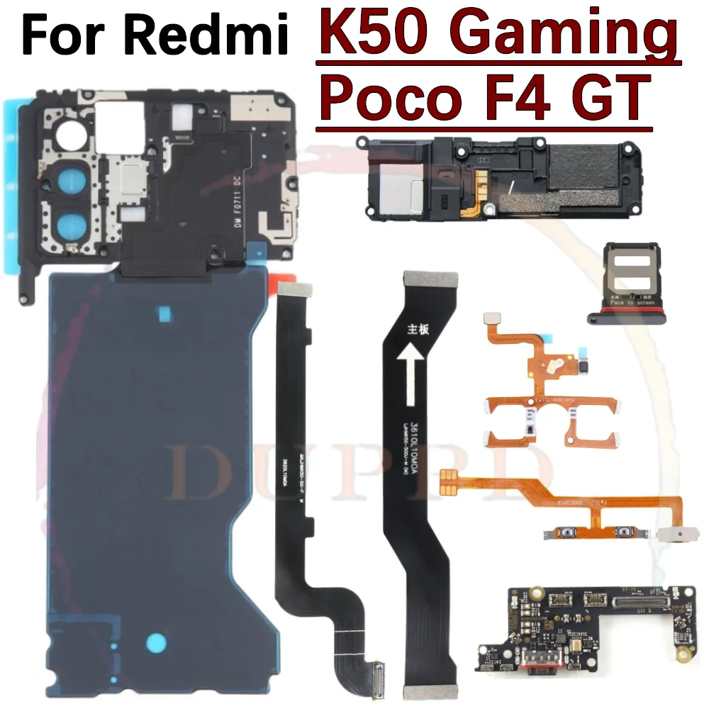 SIM Card USB Charging Port Board Loudspeaker For Xiaomi Redmi K50 Gaming Poco F4 GT Flashlight Volume LCD Motherboard Flex Cable